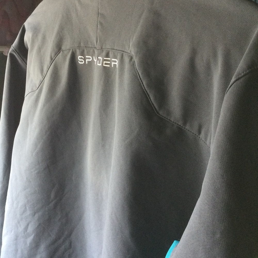 Spyder mens long sleeve fleece sizeL grey/ teal